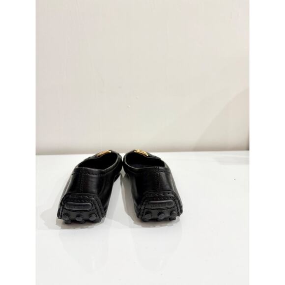 Louis Vuitton Gold Tone LV Leather Ballet Flat Shoes Black Oxford Womens Size 39 - Picture 4 of 7